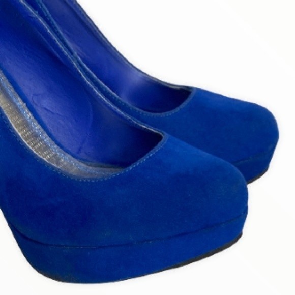 Vintage Anne Michelle Heels stiletto 5" Faux suede Royal Blue size 8.5 - Picture 10 of 15